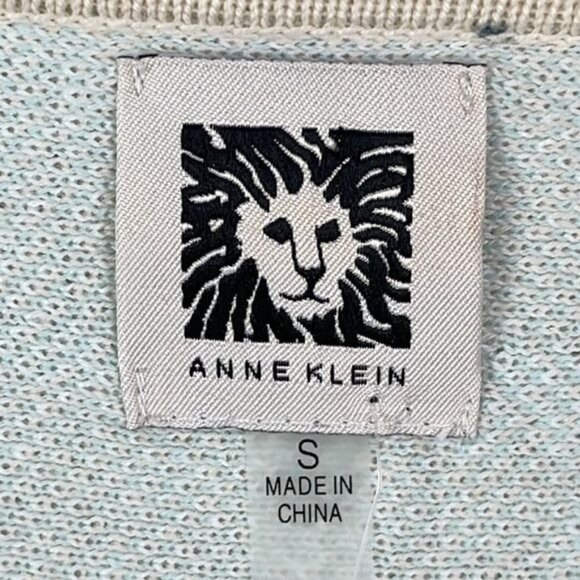 Anne Klein sz Small Ivory Blue Houndstooth Plaid Open Cardigan NWT coastal - Picture 6 of 11